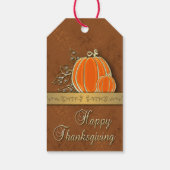 Étiquettes-cadeau Feuilles Citrouilles précieux de Thanksgiving Gold (Dos)