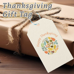 Étiquettes-cadeau Feuilles d'automne colorées bon thanksgiving