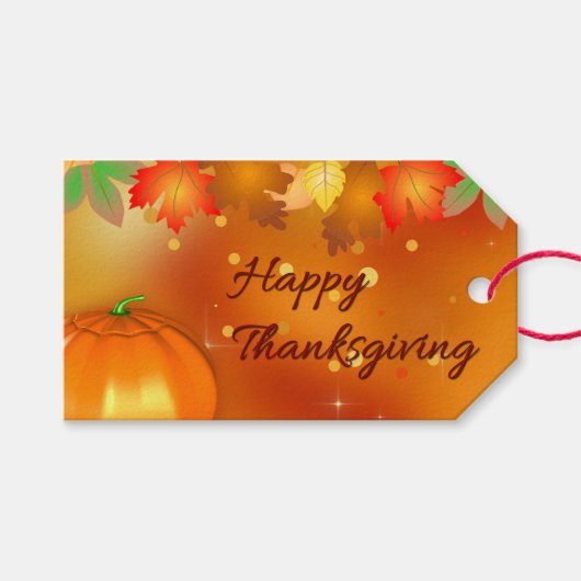 Étiquettes-cadeau Feuilles d'automne colorées bon thanksgiving (Devant (Horizontal))