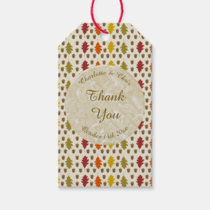 Étiquettes-cadeau Feuilles de chêne et Acorns Automne Mariage d'auto
