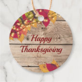 Étiquettes Cadeau Feuilles de Chute de Thanksgiving Rustiques Lumièr (Devant)