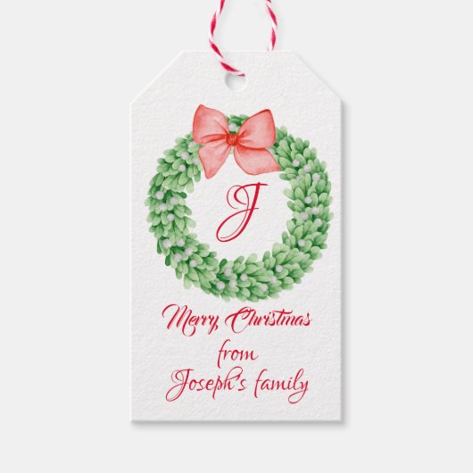 Étiquettes-cadeau Feuilles de Noël joyeuses (Devant)