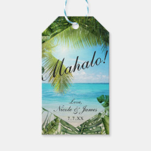Étiquettes-cadeau Feuilles de palmier de plage tropicale mariage d'é