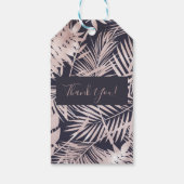 Étiquettes-cadeau Feuilles de palmier tropical foncé rose or (Dos)