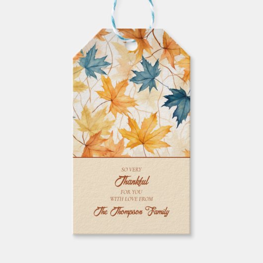 Étiquettes-cadeau Feuilles d'érable Merci repas de brunch de Thanksg (Devant)