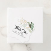 Étiquettes Cadeau Feuilles or vert mignon Merci Mariage (En situation)