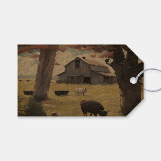 Étiquettes-cadeau Feuilles papier d'emballage d'aquarelle de la ferm