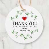 Étiquettes Cadeau Feuilles ronds de feuilles vertes | merci classiqu (Devant)