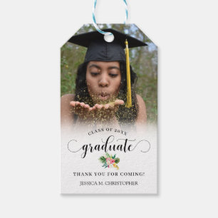Étiquettes-cadeau Feuilles tropicaux d'été Merci de la graduation ph