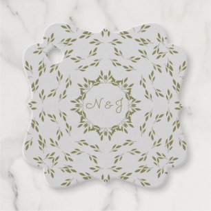Étiquettes Cadeau Feuilles vert olive Miel naturel Mariage rustique