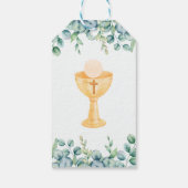 Étiquettes-cadeau Feuilles verts mignons en première communion espag (Dos)