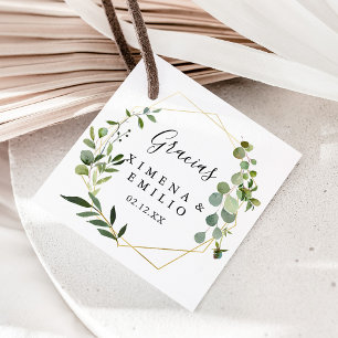Étiquettes Cadeau Feuilles verts tropicaux Gracias Mariage