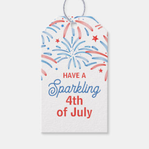 Étiquettes-cadeau Feux d'artifice à l'aquarelle Fête du 14 juillet 