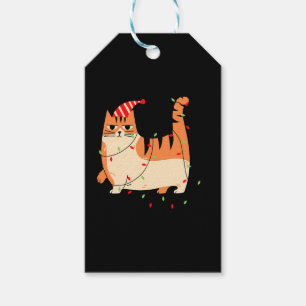 Étiquettes-cadeau Feux de Noël de chat
