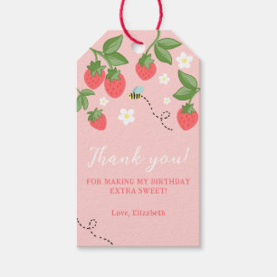 Étiquettes-cadeau Fève Rose Douce Faveur d'anniversaire de Fraise