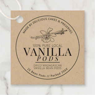 Étiquettes Cadeau Fèves de vanille fleur dessin de fèves mono produi