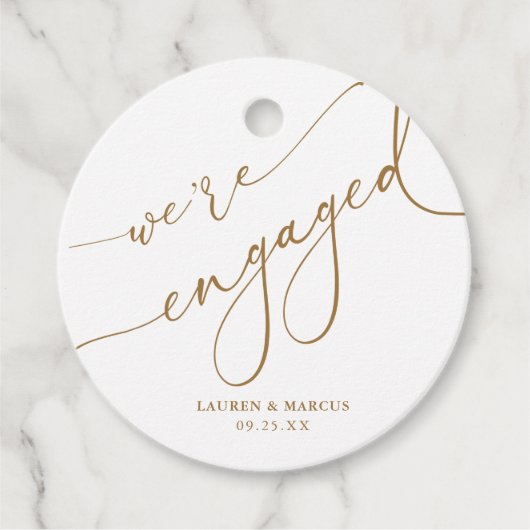 Étiquettes Cadeau Fiançailles Or Nous sommes fiancés Fête de fiançai (Devant)