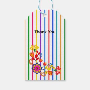 Étiquettes-cadeau Fière d'être Latino Baby shower Fleurs et rayure