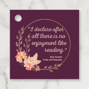 Étiquettes Cadeau Fierté et préjugé Citation III - Style mignon