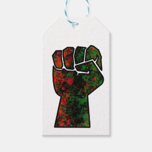 Étiquettes-cadeau fierté noire drapeau rouge vert poing panafricain