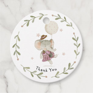 Étiquettes Cadeau Fille Adorable Eléphant Botanique Floral Boho Bébé
