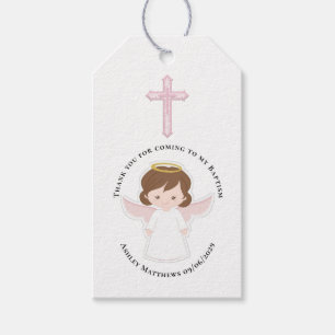 Étiquettes-cadeau Fille Angel Baptême Premier Merci Communion