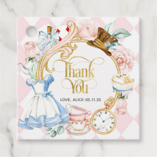 Étiquettes Cadeau Fille anniversaire, alice tea party merci pour les