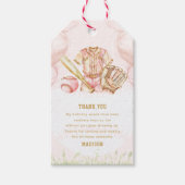 Étiquettes-cadeau Fille Anniversaire Baseball Or rose (Devant)