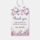 Étiquettes-cadeau Fille anniversaire papillon floral violet rose  (Devant)
