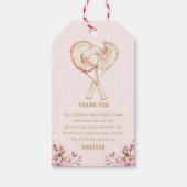 Étiquettes-cadeau Fille Anniversaire Tennis Rose Or (Devant)
