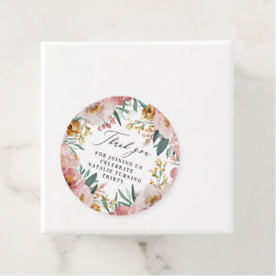 Étiquettes Cadeau Fille aquarelle florale anniversaire rose chic