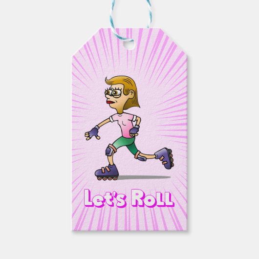 Étiquettes-cadeau Fille au roller cool (Devant)
