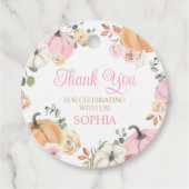 Étiquettes Cadeau Fille Automne Citrouille Premier Anniversaire Fête (Devant)