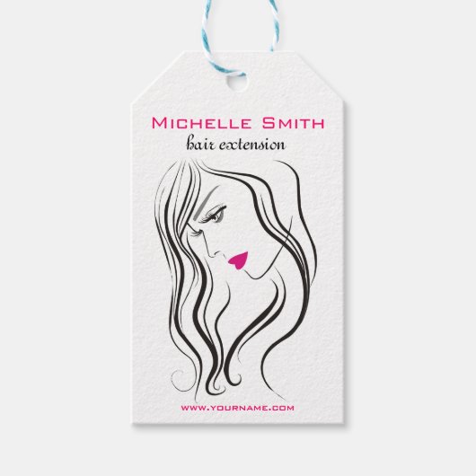 Étiquettes-cadeau Fille avec cheveux ondulés Coiffure icône de marqu (Devant)