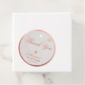 Étiquettes Cadeau Fille Baptême Élégant Rose en marbre or Merci Fa (En situation)