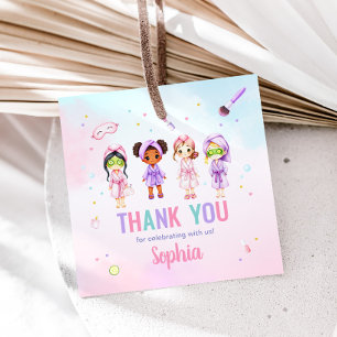 Étiquettes Cadeau Fille Beauté Spa Carré fête d'anniversaire