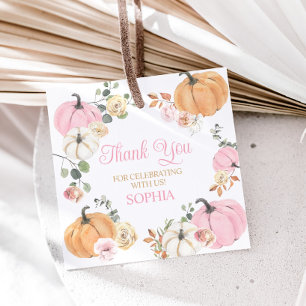 Étiquettes Cadeau Fille Citrouille d'automne Premier Carré de fête d