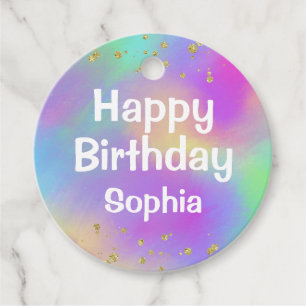Étiquettes Cadeau Fille colorée Joyeux Anniversaire Unicorn Parties