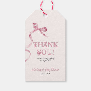 Étiquettes-cadeau Fille de bébé élégante rose arc-en-ciel remercieme
