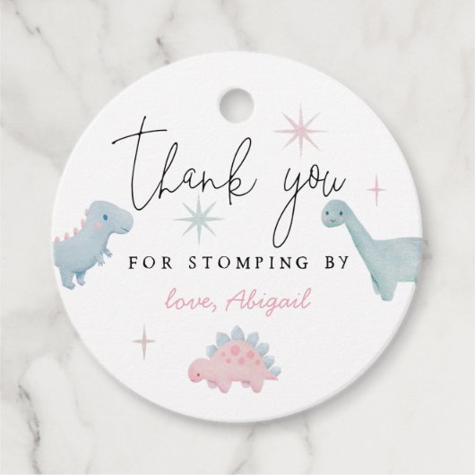 Étiquettes Cadeau Fille Dinosaure Anniversaire Stomper par (Devant)