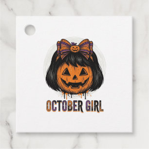 Étiquettes Cadeau Fille d'octobre Citrouille Arc Halloween Vecteur C