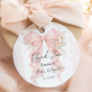 Étiquettes Cadeau Fille Élégante Arc Floral Baby Shower Merci
