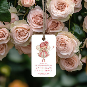 Étiquettes-cadeau Fille Fée Capricieuse 4ème Anniversaire Faveur Ros