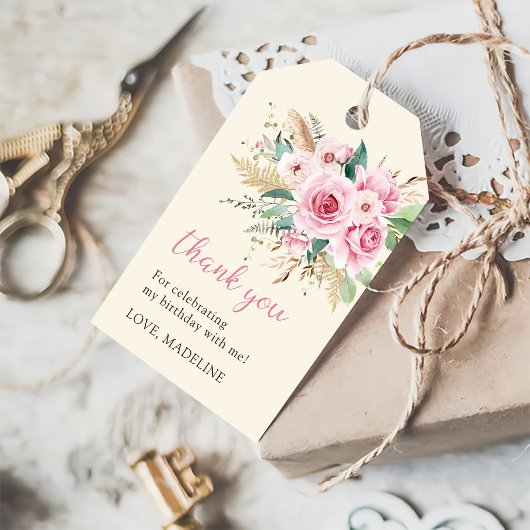 Étiquettes-cadeau Fille Fleur sauvage 1er anniversaire