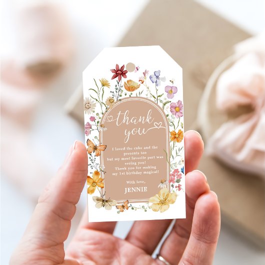 Étiquettes-cadeau Fille Fleur sauvage 1er anniversaire
