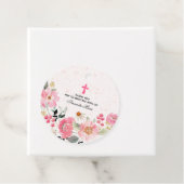 Étiquettes Cadeau Fille première communion aquarelle rose floral (En situation)