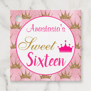 Étiquettes Cadeau Fille princesse Hot rose Parties scintillant or Sw