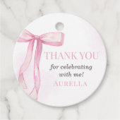 Étiquettes Cadeau Fille Rose Bow 1er anniversaire (Devant)