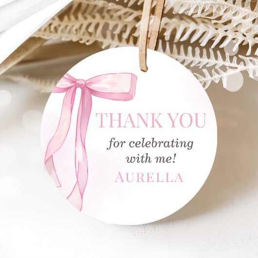 Étiquettes Cadeau Fille Rose Bow 1er anniversaire