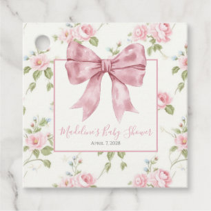 Étiquettes Cadeau Fille Rose Floral Bow & En vichy